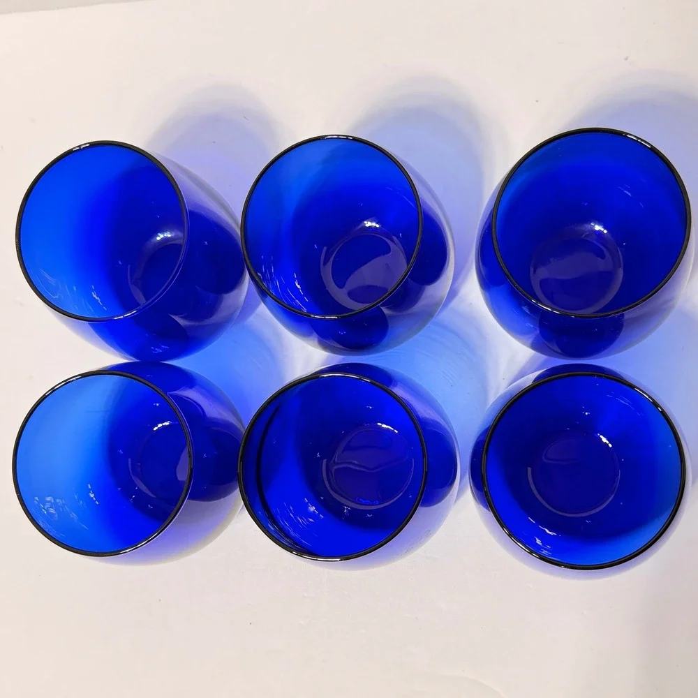 Set of 6 Cobalt Blue Stemless Wine Glasses 4